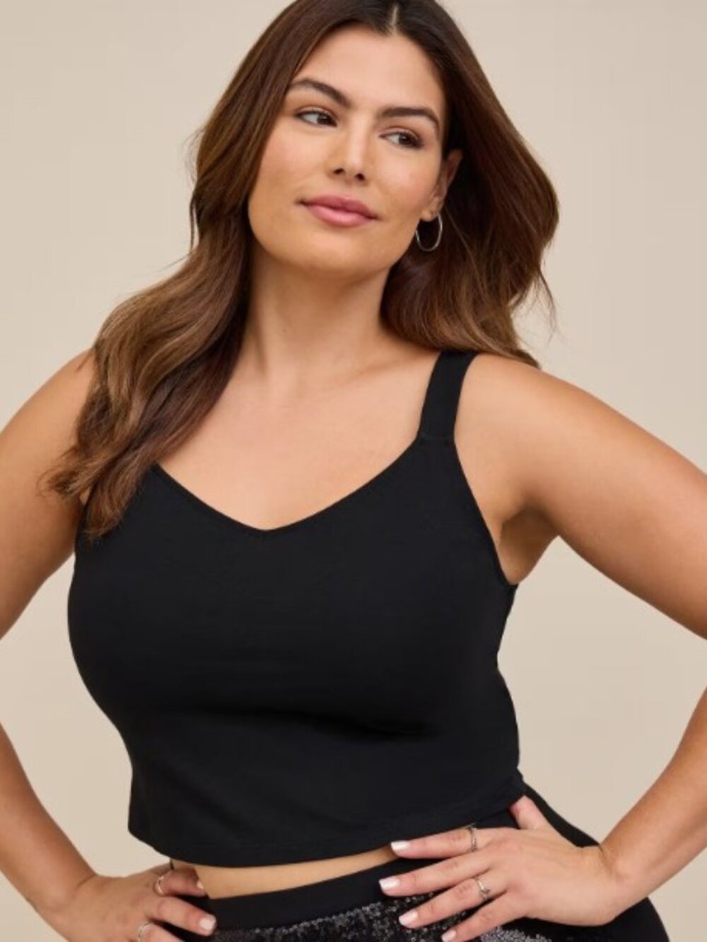 Torrid Foxy V-Neck black Crop Tank size 1x